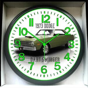 1973 Dodge Dart Swinger Glow In The Dark Wall Clock New!